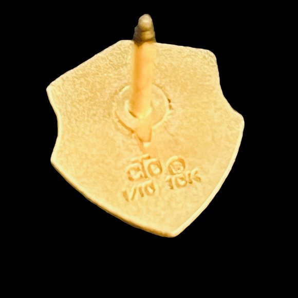 Vintage CTO 1/10 10k Gold Filled And Enamel 15 Year Fire Stone Tie Tack (4671) - Picture 3 of 3